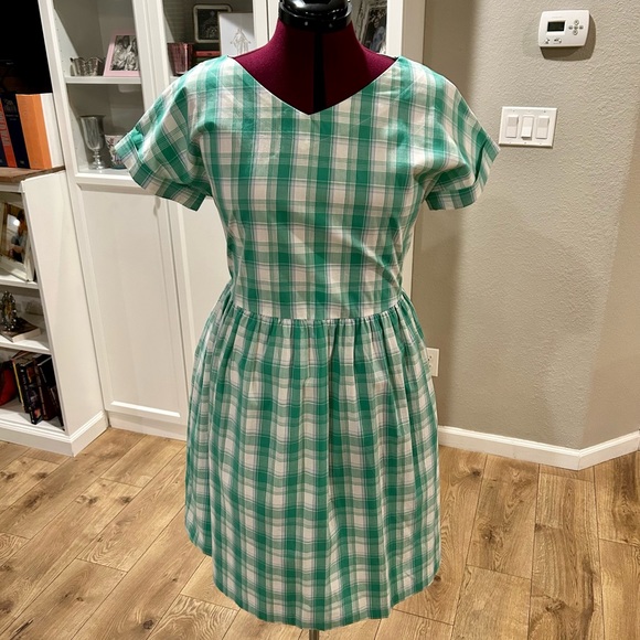 Shabby Apple Vintage Inspired White Green Plaid Dress Size 10 Medium EUC - Picture 3 of 8